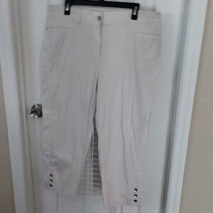 Chico's Cream Cropped Pants with Button Accents